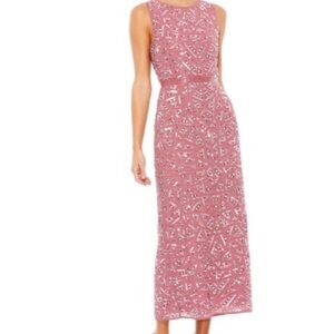 Mac Duggal Pink Embellished Midi Dress